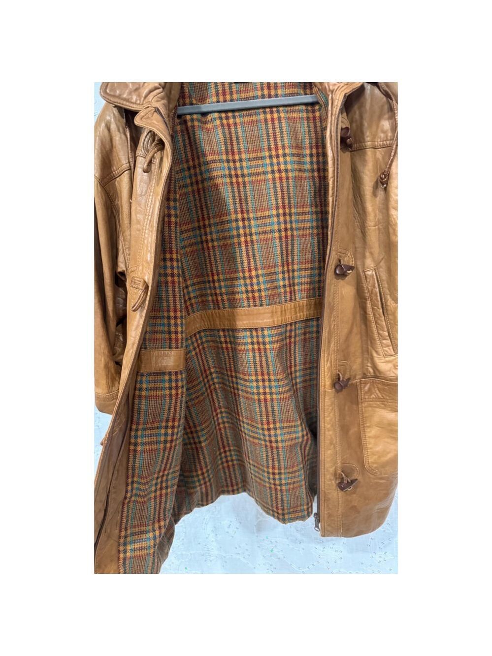 Vintage Late 80s/Early 90s Oversized Leather Duffle Coat Made In Canada Size 12 - Picture 7 of 7